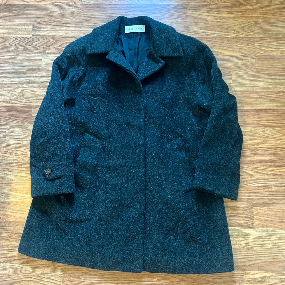 Vintage Jones New York Wool Coat Charcoal Gray Black men’s large
